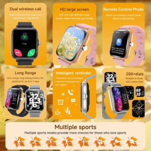 Montre connectée 2025 HD Résolution pour hommes et femmes, multifonction sport, activités, affaires, grand écran 1,83", rappels intelligents, contrôle photo, contrôle de la lecture musicale, simple et clair