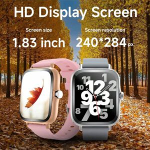 Montre connectée 2025 HD Résolution pour hommes et femmes, multifonction sport, activités, affaires, grand écran 1,83", rappels intelligents, contrôle photo, contrôle de la lecture musicale, simple et clair