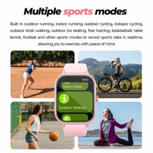 NOUVEAU! Montre connectée colorée pour hommes et femmes, écran large HD 2,01 pouces, mode multi-sport, haute résolution, réponse d'appel, réception de messages, contrôle de la musique, recherche de téléphone, podomètre, rappel, cadeau de la Fête des Mères