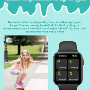 1 pièce Montre connectée multifonction pour enfants et adolescents avec bracelet en silicone de 4,65 cm, prise en charge des modes sportifs, contrôle de l'appareil photo, applications sociales, rappel de notification, Bluetooth pour Android et iOS, batterie 180mAh, convient pour l'école et les sports