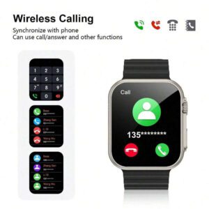 1 pièce Montre connectée sport unisexe avec bracelet en silicone, montre connectée multifonction avec appel, podomètre, compteur de calories, notification SMS, compatible avec les smartphones Android et iOS