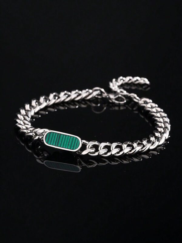 Bracelet en acier inoxydable 304 avec chaîne punk et design de décoration ovale en acrylique, convient aux hommes pour le porter lors de fêtes ou en tant que cadeau pour des amis – Image 6