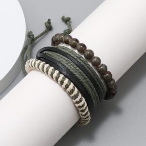 3 pièces Bracelets tressés vintage, set de combinaison DIY pour hommes et femmes, accessoires de style européen et américain, convenant pour un port quotidien, coffret cadeau