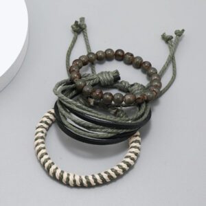 3 pièces Bracelets tressés vintage, set de combinaison DIY pour hommes et femmes, accessoires de style européen et américain, convenant pour un port quotidien, coffret cadeau