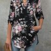 EMERY ROSE Blouse Imprimé Floral Manches Pattes Ourlet Incurvé