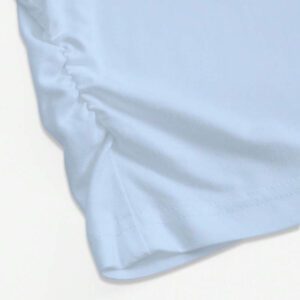 INAWLY T-shirt casual à manches courtes en jersey froncé, col chemise, couleur unie pour femme