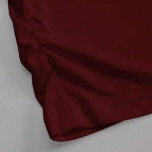 INAWLY T-shirt casual à manches courtes en jersey froncé, col chemise, couleur unie pour femme