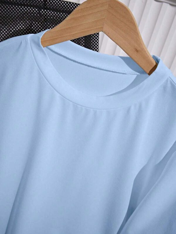 SHEIN PETITE T-shirt femme à col rond, manches courtes, couleur unie, été – Image 13