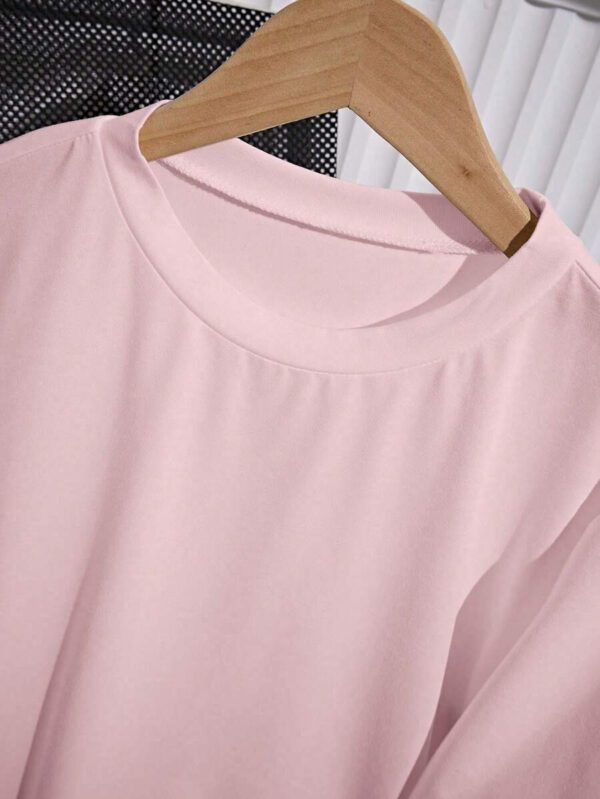 SHEIN PETITE T-shirt femme à col rond, manches courtes, couleur unie, été – Image 26