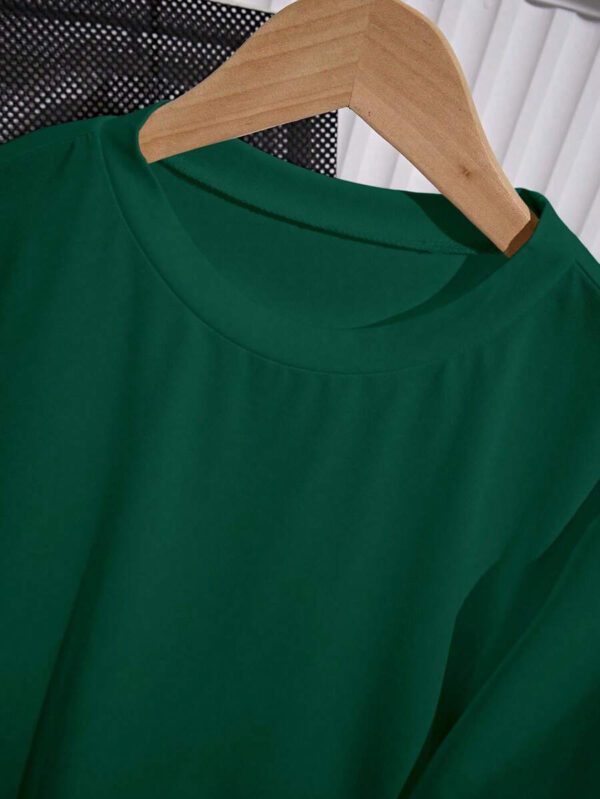 SHEIN PETITE T-shirt femme à col rond, manches courtes, couleur unie, été – Image 48