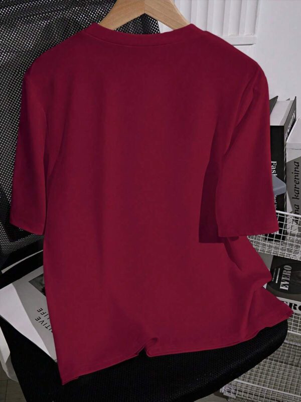 SHEIN PETITE T-shirt femme à col rond, manches courtes, couleur unie, été – Image 53