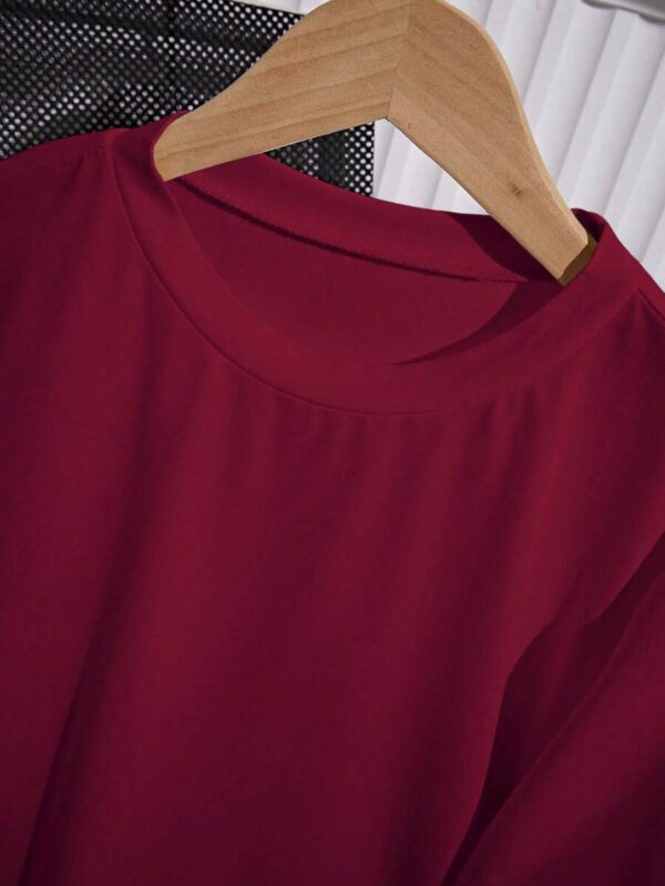 SHEIN PETITE T-shirt femme à col rond, manches courtes, couleur unie, été – Image 55