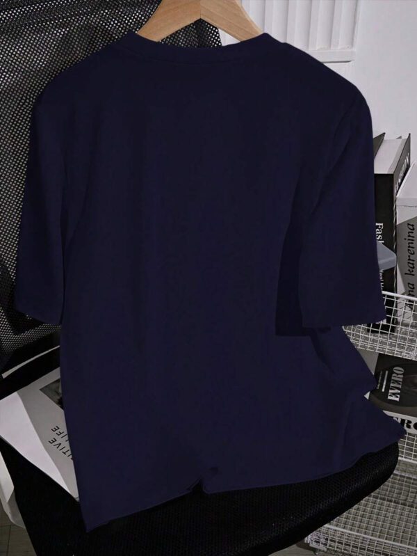 SHEIN PETITE T-shirt femme à col rond, manches courtes, couleur unie, été – Image 67