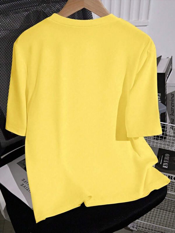 SHEIN PETITE T-shirt femme à col rond, manches courtes, couleur unie, été – Image 74