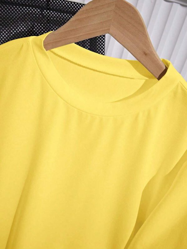 SHEIN PETITE T-shirt femme à col rond, manches courtes, couleur unie, été – Image 76