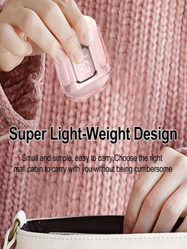 1 écouteur Bluetooth sans fil transparent, écouteur sans fil stéréo, affichage LED de la batterie, boîtier de charge de type C, compatible avec tous les smartphones, convient pour le jeu, la musique, les sports de plein air/les , l'utilisation par les adultes, microphone capacitif, batterie rechargeable de 150 mAh, polymère lithium-ion – Image 7