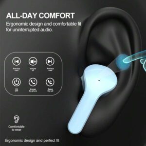 1 écouteur Bluetooth sans fil transparent, écouteur sans fil stéréo, affichage LED de la batterie, boîtier de charge de type C, compatible avec tous les smartphones, convient pour le jeu, la musique, les sports de plein air/les , l'utilisation par les adultes, microphone capacitif, batterie rechargeable de 150 mAh, polymère lithium-ion