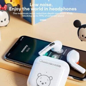 Disney Écouteurs Bluetooth Disney LF-918 Angel, annulation passive du bruit, son HIFI à semi-intra-auriculaire, appel clair avec micro, longue durée de vie de la batterie, écouteurs sans fil pour sports, musique et jeux, compatibles avec smartphones et tablettes