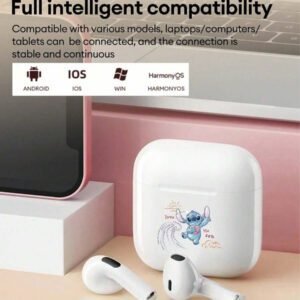 Disney Écouteurs Bluetooth Disney LF-918 Angel, annulation passive du bruit, son HIFI à semi-intra-auriculaire, appel clair avec micro, longue durée de vie de la batterie, écouteurs sans fil pour sports, musique et jeux, compatibles avec smartphones et tablettes