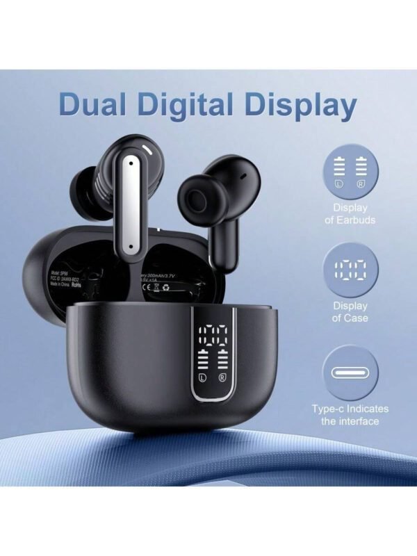 Écouteurs intra-auriculaires sans fil à réduction de bruit, casque de jeu sans fil, écouteurs audio haute qualité, nouveaux écouteurs sans fil pour la course, affichage numérique intelligent, écouteurs sans fil intra-auriculaires avec boîtier de charge, batterie 300 mAh – Image 3