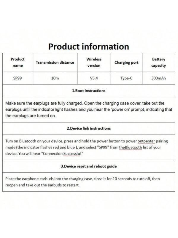 Écouteurs intra-auriculaires sans fil à réduction de bruit, casque de jeu sans fil, écouteurs audio haute qualité, nouveaux écouteurs sans fil pour la course, affichage numérique intelligent, écouteurs sans fil intra-auriculaires avec boîtier de charge, batterie 300 mAh – Image 8