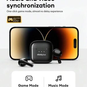 Lenovo Écouteurs sans fil LP23, son stéréo haute-fidélité intra-auriculaire, avec microphone sensible, appels voix haute définition, annulation de bruit intelligente, modes musique et jeux, faible latence, autonomie, convient pour smartphones et ordinateurs