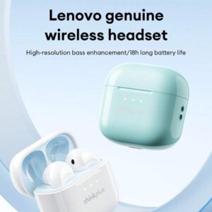 Lenovo Écouteurs sans fil LP23, son stéréo haute-fidélité intra-auriculaire, avec microphone sensible, appels voix haute définition, annulation de bruit intelligente, modes musique et jeux, faible latence, autonomie, convient pour smartphones et ordinateurs