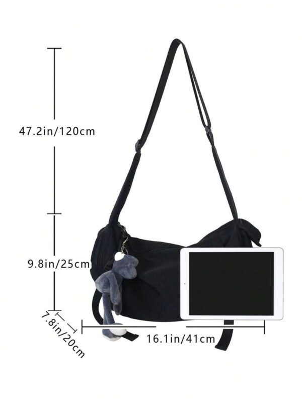 Sac bandoulière grande capacité pour homme, sac à épaule étanche, sac messenger mode polyvalent, sac à dos pour étudiant, convient pour les sorties et les trajets quotidiens, sac homme de couleur unie, sans accessoires décoratifs – Image 6