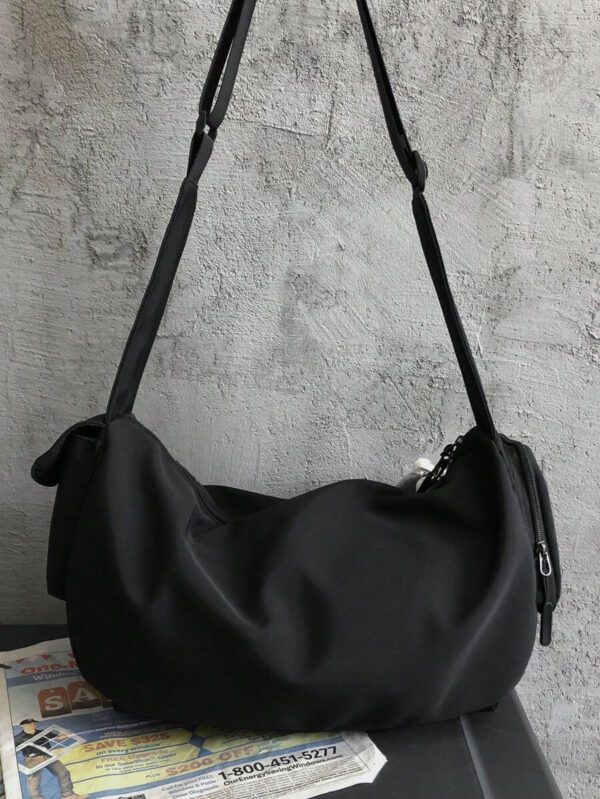 Sac bandoulière grande capacité pour homme, sac à épaule étanche, sac messenger mode polyvalent, sac à dos pour étudiant, convient pour les sorties et les trajets quotidiens, sac homme de couleur unie, sans accessoires décoratifs – Image 7