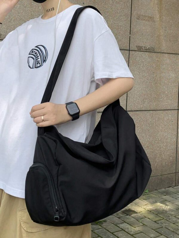 Sac bandoulière grande capacité pour homme, sac à épaule étanche, sac messenger mode polyvalent, sac à dos pour étudiant, convient pour les sorties et les trajets quotidiens, sac homme de couleur unie, sans accessoires décoratifs – Image 15