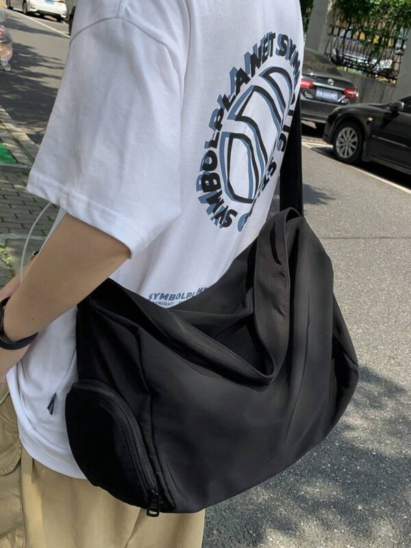 Sac bandoulière grande capacité pour homme, sac à épaule étanche, sac messenger mode polyvalent, sac à dos pour étudiant, convient pour les sorties et les trajets quotidiens, sac homme de couleur unie, sans accessoires décoratifs – Image 16