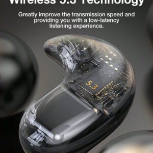 GENAI Mini écouteurs pour le sommeil, écouteurs sans fil de 5,3 pouces intra-auriculaires légers avec microphone intégré, étanches IPX5, son premium immersif parfait pour dormir, s'entraîner, faire du jogging, du yoga, pour l'insomnie, les voyages en avion, la méditation
