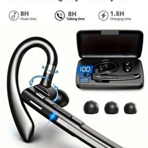 Écouteurs sans fil antibruit avec double microphone - Écouteurs mains libres pour ordinateur, mobile, camionneurs et bureaux à domicile - Batterie au lithium-polymère longue durée, prise USB-C et boîtier de charge sans fil inclus