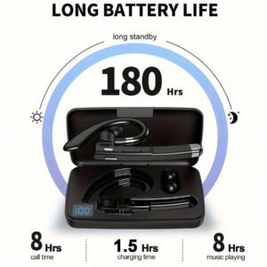 Écouteurs sans fil antibruit avec double microphone - Écouteurs mains libres pour ordinateur, mobile, camionneurs et bureaux à domicile - Batterie au lithium-polymère longue durée, prise USB-C et boîtier de charge sans fil inclus