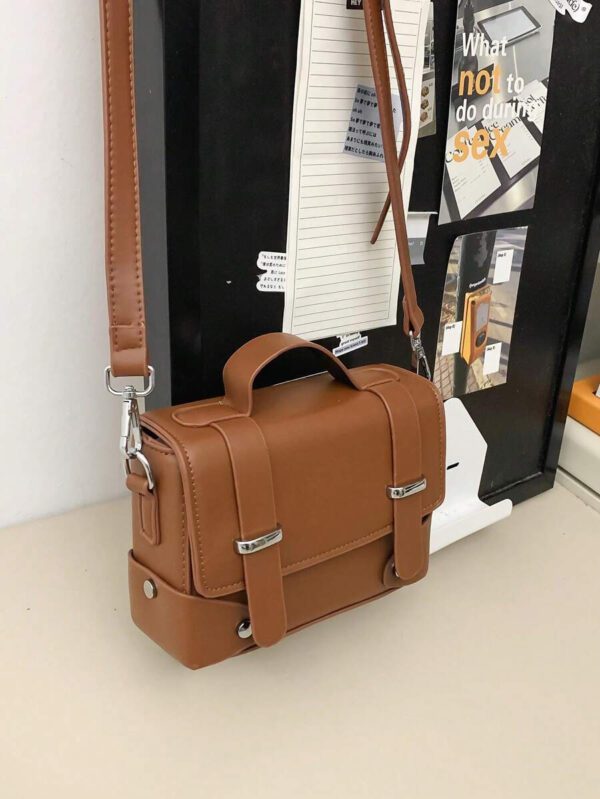 peach tree 1 pièce Sac à bandoulière réglable à rabat de couleur unie, sac de messager en PU imperméable style casual rétro, sac business, sac de vacances idéal comme cadeau pour les hommes, sac vintage de printemps, sac d'école, petit sac, sac de collège, articles de nouvelle vie pour étudiants, sacs mode homme, petit sac pour homme – Image 17