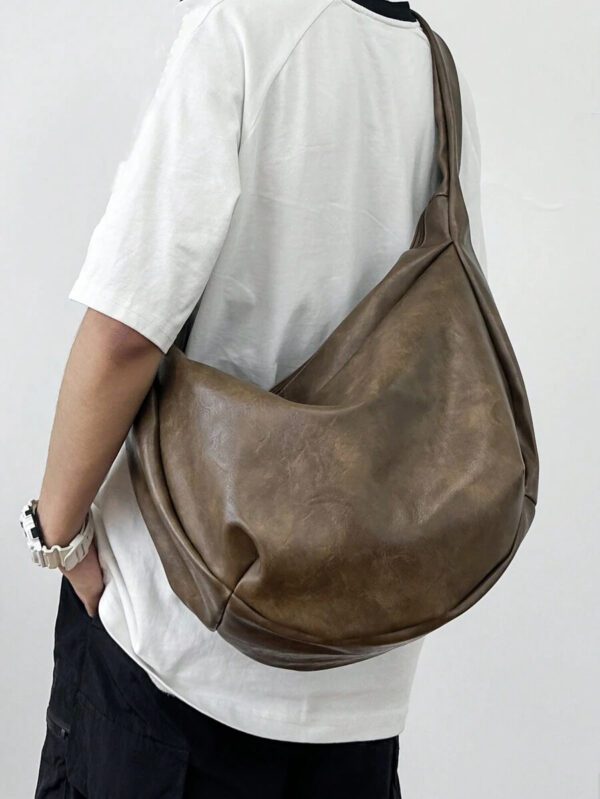 Sac cabas rétro Ins, sac à bandoulière de grande capacité avec sangle non réglable, sac besace vintage casual pour homme, sac bandoulière mode pour le trajet domicile-travail, les voyages, l'école, l'université. Accessoires de voyage et de vacances essentiels pour hommes. Nouveaux articles de vie pour étudiants. Sacs mode pour hommes. Sac d'école pour la remise des diplômes. Sac rétro. Sac d'école. Sac de corps pour homme. – Image 13