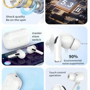 WoSD Casque sans fil TWS 5.3 sans fil, casque sport stéréo, musique stéréo Hi-Fi mobile et microphone, casque de jeu à faible latence tactile