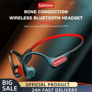 Lenovo Écouteurs à conduction osseuse X3 Pro, Casque Bluetooth haute fidélité sans fil avec micro et crochet d'oreille, écouteurs étanches