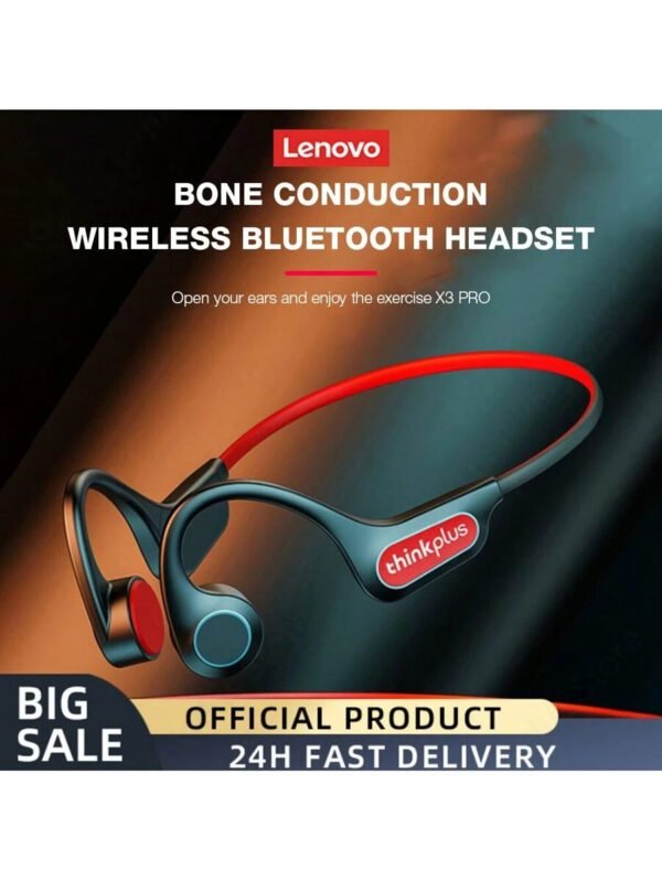 Lenovo Écouteurs à conduction osseuse X3 Pro, Casque Bluetooth haute fidélité sans fil avec micro et crochet d'oreille, écouteurs étanches – Image 2