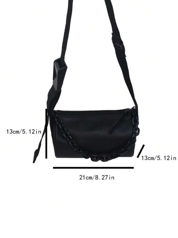 1 pièce Sac bandoulière pour hommes, sac à épaule mode petit, sac de navetteur pour hommes, sac cylindre avec chaîne, sac petit polyvalent et simple, sac à bandoulière, durable et imperméable – Image 3