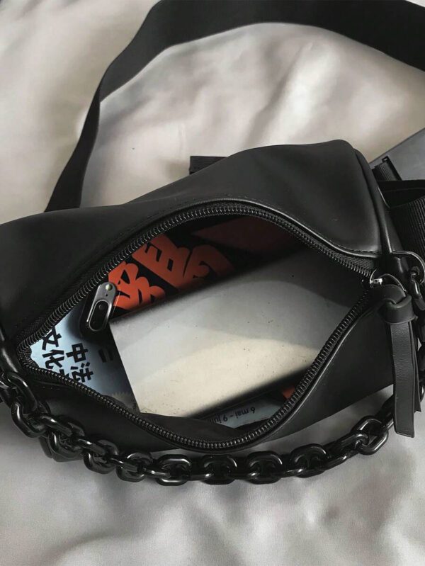 1 pièce Sac bandoulière pour hommes, sac à épaule mode petit, sac de navetteur pour hommes, sac cylindre avec chaîne, sac petit polyvalent et simple, sac à bandoulière, durable et imperméable – Image 5