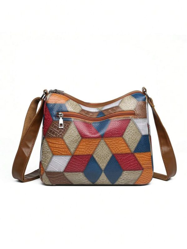 Sac carré vintage rétro à détail tressé et fermetures éclair multiples, cadeau de fête des mères pour maman, sac vintage inspiré du rétro pour femmes – Image 20
