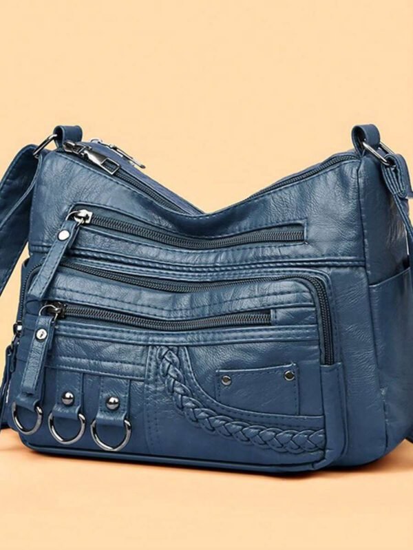 Sac carré vintage rétro à détail tressé et fermetures éclair multiples, cadeau de fête des mères pour maman, sac vintage inspiré du rétro pour femmes – Image 22