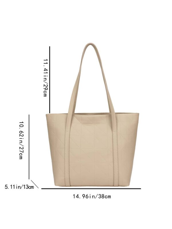 Sac fourre-tout à l'épaule à la mode avec grande capacité, matelassé, avec motif à carreaux gaufrés et couleur unie pour femmes – Image 24