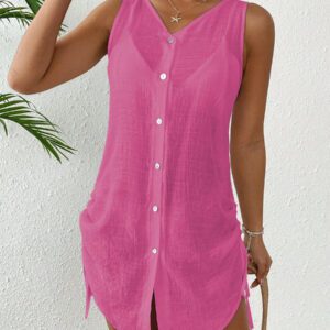 Swim Lushoire Étole de couleur unie pour femme avec boutons devant, convient pour la plage, les vacances