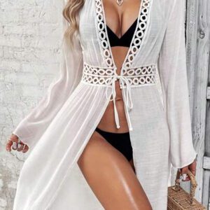 SHEIN Swim Kimono À Double Cercle À La Taille De Kimono À Sangle