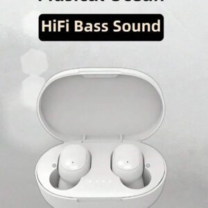 Écouteurs sans fil, style affaires noir, écouteurs sans fil intra-auriculaires avec boîtier de charge, sans câble, micro capacitif, annulation du bruit, contrôle du volume, pour utilisation téléphonique. Mini écouteurs de musique sans fil