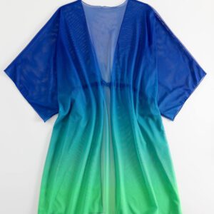 SHEIN Swim Kimono Dégradé À Cordon Manches Chauve-Souris En Tulle