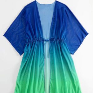 SHEIN Swim Kimono Dégradé À Cordon Manches Chauve-Souris En Tulle
