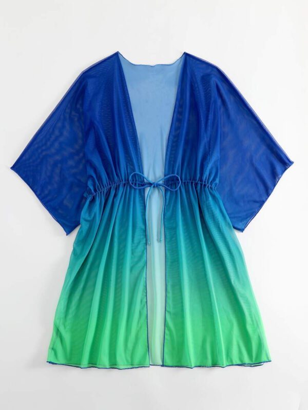 SHEIN Swim Kimono Dégradé À Cordon Manches Chauve-Souris En Tulle – Image 6